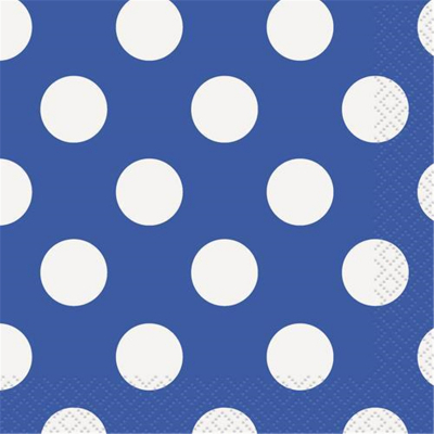 Polka Dots Beverage Napkins Royal Blue 16PK