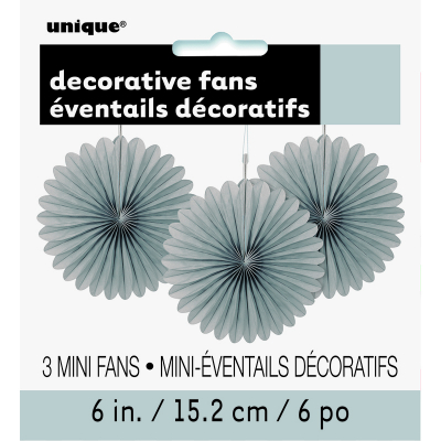 Hanging Decorative Fan 15cm Silver 3PK