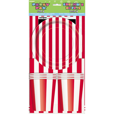 Stripes Red Party Pack 25PK