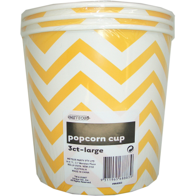 Chevron Popcorn Cup Large Yellow 3PK