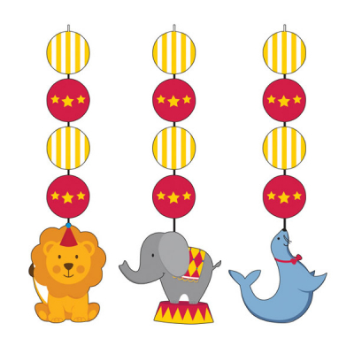 Circus Time Hanging Decoration Cutouts 3PK