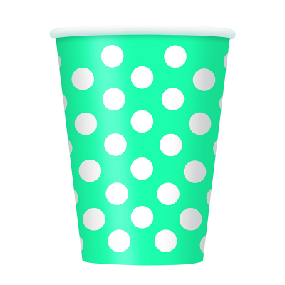 Polka Dots Cups Caribbean Teal 6PK