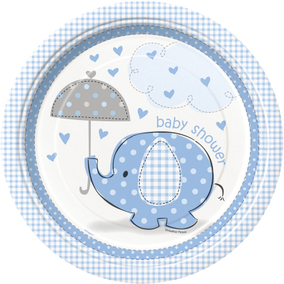 Umbrellaphants Blue 23cm Plates 8PK