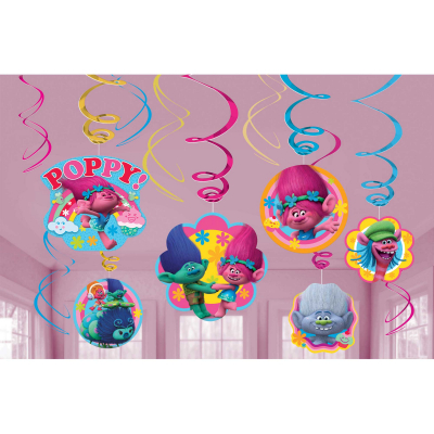 Trolls Hanging Swirl Decoration Value Pack 12PK