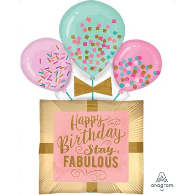 Supershape Fabulous Birthday Gift Foil Balloon Inflated with Helium