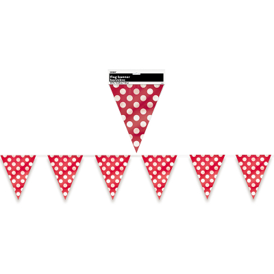 Polka Dots Flag Banner Ruby Red 12PK