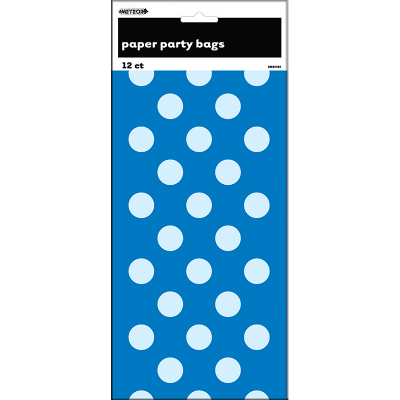 Polka Dots Paper Bags Royal Blue 12PK