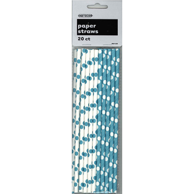 Polka Dots Paper Straws Caribbean Teal 20PK