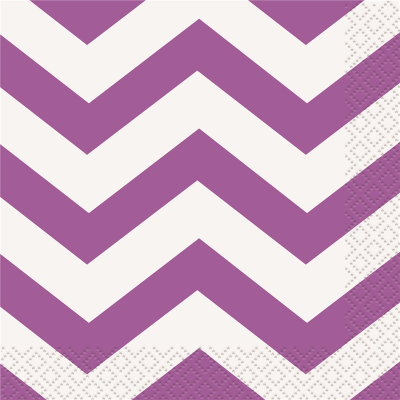 Chevron Beverage Napkin Purple 16PK