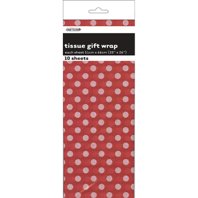 Polka Dots Tissue Sheets Ruby Red 10PK