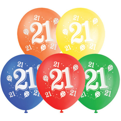 30cm Helium Quality Latex Balloon 21st 10PK