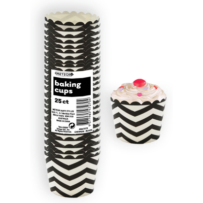 Chevron Baking Cups Black 25PK