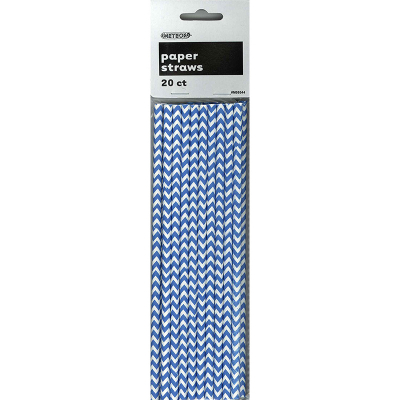 Chevron Paper Straws Blue 20PK