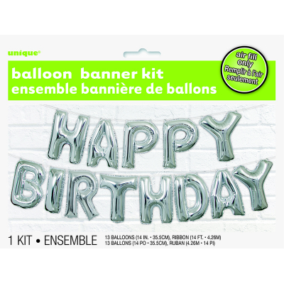 Happy Birthday 14" Letter Foil Balloon Banner Kit 13PK