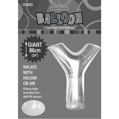 86cm 34 Inch Gaint Alphabet Foil Balloon Silver Y