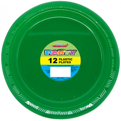 Plastic Around Plates 18cm Dark Green 12PK