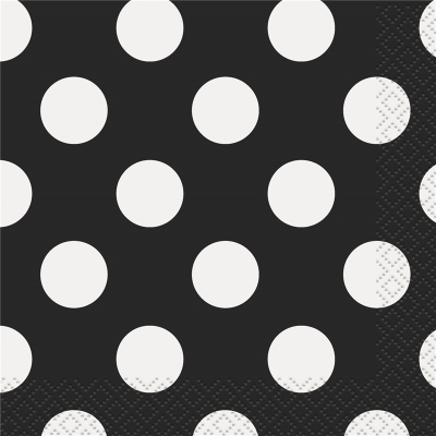 Polka Dots Beverage Napkins Midnight Black 16PK