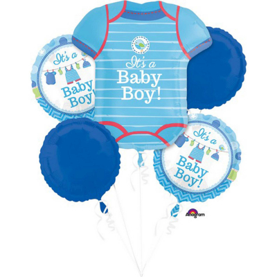 Bouquet Shower With Love Boy Foil Balloon 5PK