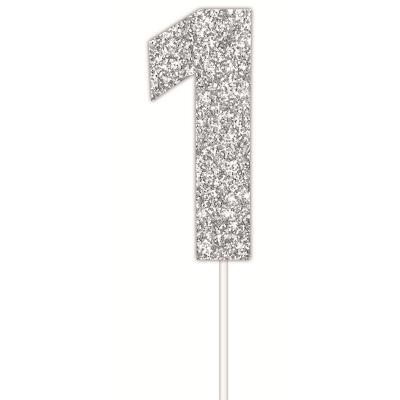 Silver Glitter Cake Topper 1