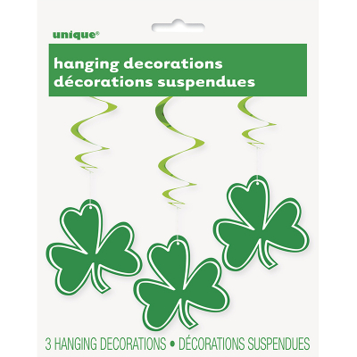 St Patrick's Day Shamrock Swirl Decorations 3PK