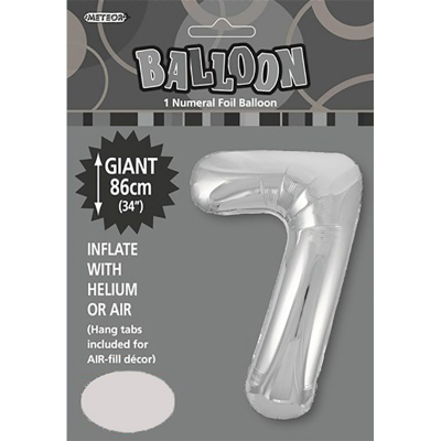 86cm 34 Inch Gaint Numeral Foil Balloon Silver 7