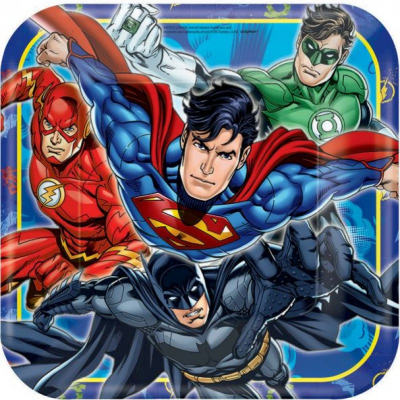 Justice League 23cm Square Plates 8PK