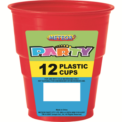 Plastic Cups 270ml Red 12PK