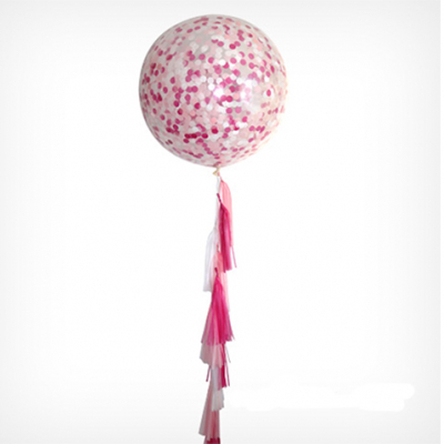 90cm Confetti Premium Latex Balloon with Helium & Weight & Tassel