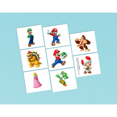 Super Mario Brothers Tattoo Favors 8PK