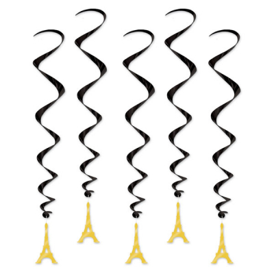 Eiffel Towers Hanging Decoration Whirls 5PK