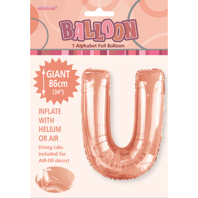 86cm 34 Inch Gaint Alphabet Letter Foil Balloon Rose Gold U