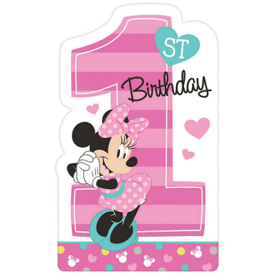 Minnie Fun To Be One Postcard Invitations 8PK