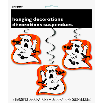 Hanging Swirls Ghost & Bats 3PK