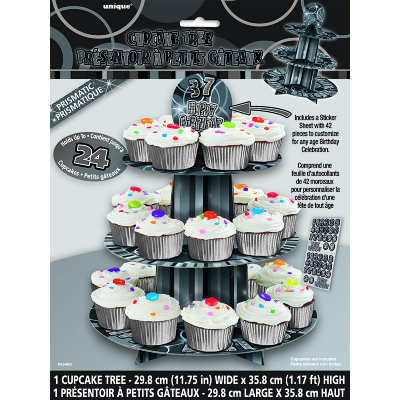 Glitz Birthday Black Cupcake Stand