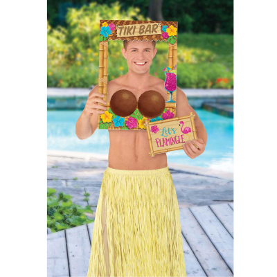 Summer Luau Tiki Bar Coconut Bra Glittered Photo Prop & Cutout 2PK