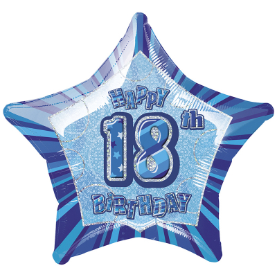 Glitz Birthday Blue Star Foil Balloon 18th