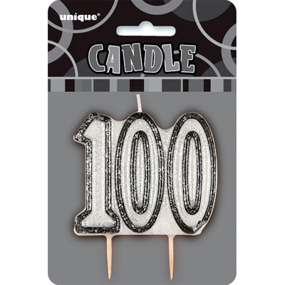 Glitz Birthday Black Numeral Candle 100th