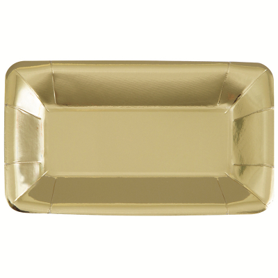 Metallic Gold Foil 23cm X 13cm Paper Plates 8PK