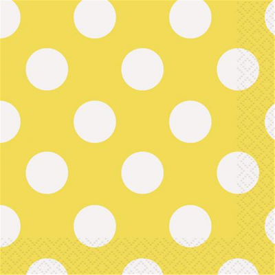 Polka Dots Beverage Napkins Sunflower Yellow 16PK