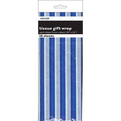 Stripes Royal Blue Tissue Sheet Gift Wrap 10PK