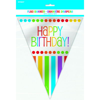 Rainbow Birthday Flag Banner 12Ft 12PK