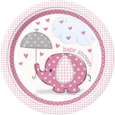 Umbrellaphants Pink 23cm Plates 8PK