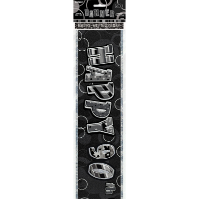 Glitz Birthday Black Foil Banner 90th