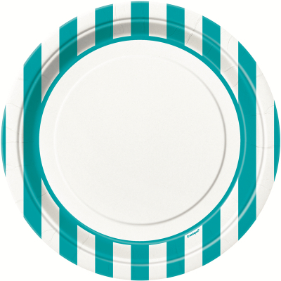 Stripes Teal 23cm Plates 8PK