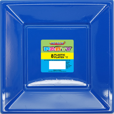 Square Plastic Plates 18cm Royal Blue 8PK