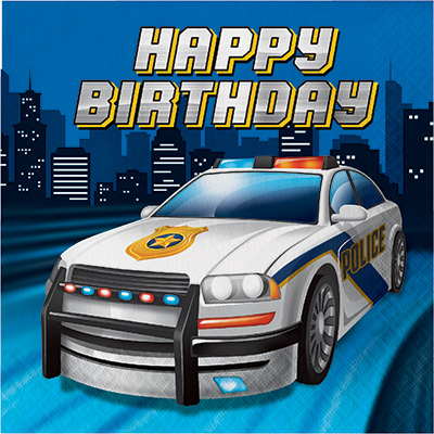 Police Party Lunch Napkins Happy Birthday 16PK