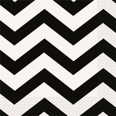 Chevron Beverage Napkins Black 16PK