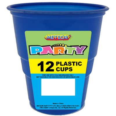 Plastic Cups 270ml Royal Blue 12PK