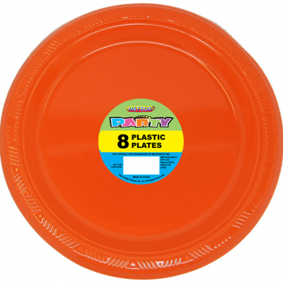 Plastic Around Plates 23cm Orange 8PK