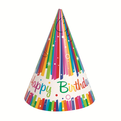 Rainbow Ribbons Party Hats 8PK